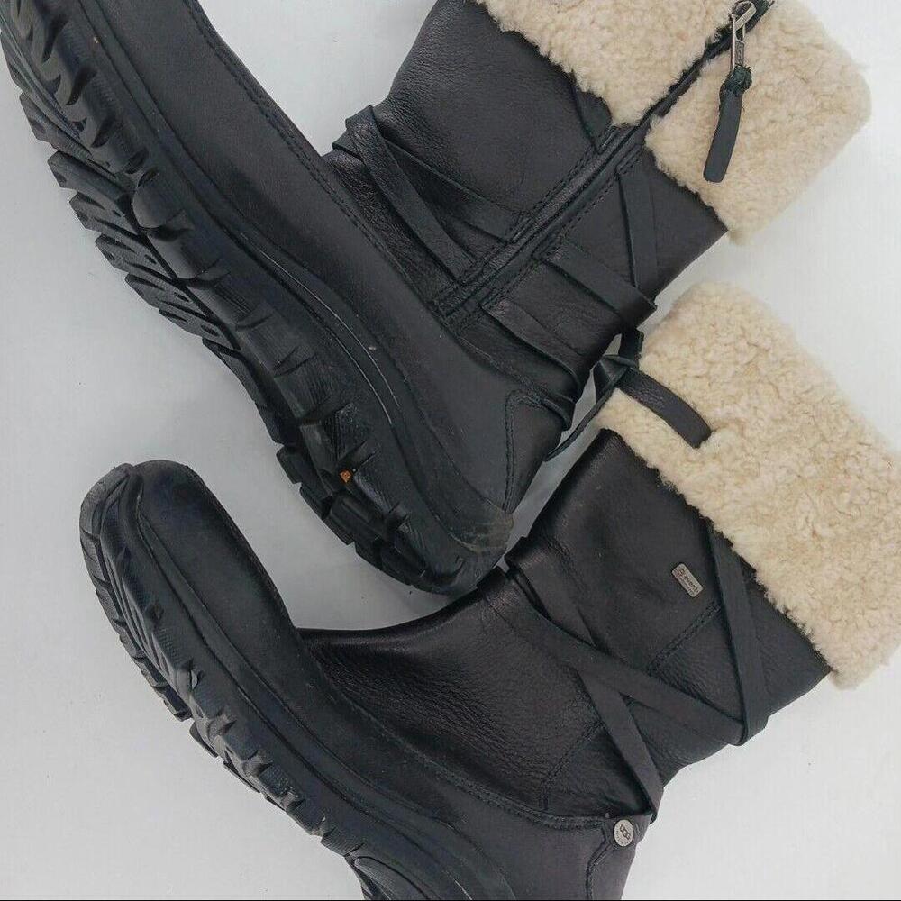 Ugg Women Boot Black 8 Snow Boot Zip Lacing Flat Flat Mid-Calf